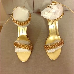 Gold Jeweled Heels